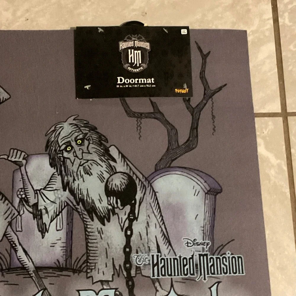 Disney Haunted Mansion Welcome Foolish Mortals doormat Halloween decor NWT